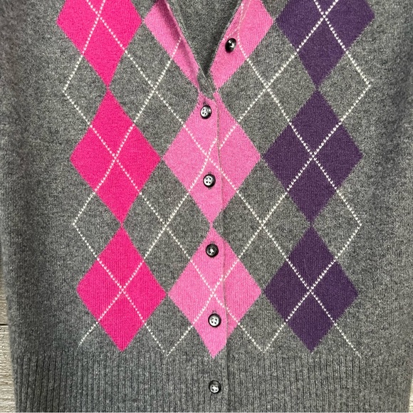 Apt. 9 | 100% Cashmere Argyle Cardigan Sweater Unisex Size Large NWOT - Picture 5 of 9